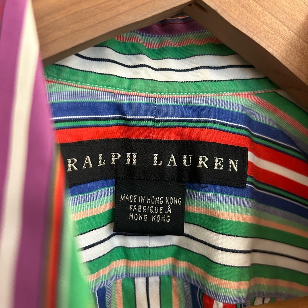 Ralph Lauren Black Label size 2 EUC Red and Green Striped Blouse - Picture 5 of 14
